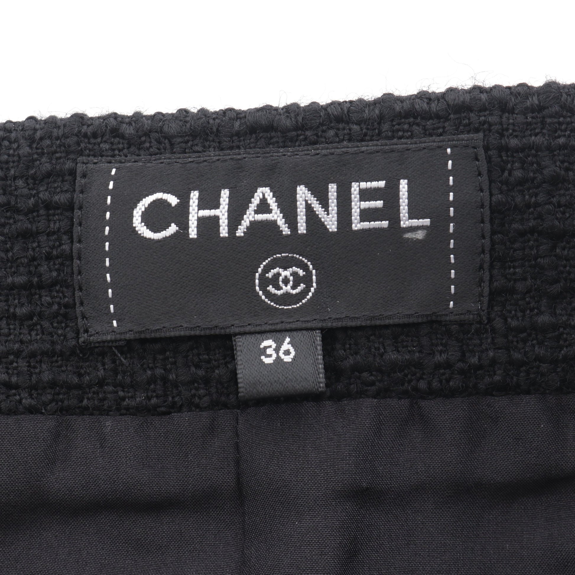 ツイード スカート ウール ブラック ゴールド シャネル ボトムス CHANEL