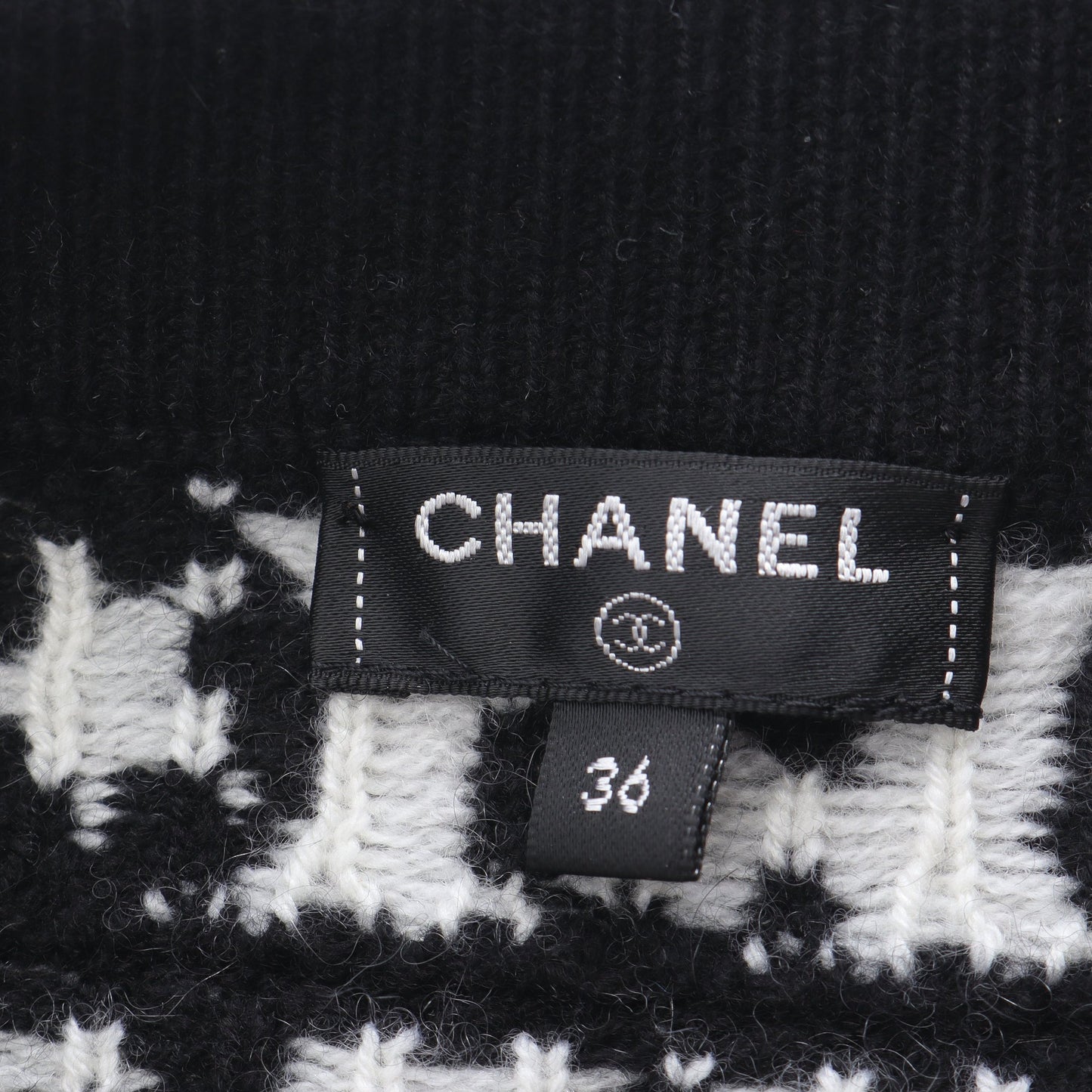 ココマーク ニット スカート 総柄 カシミヤ ブラック ホワイト シャネル ボトムス CHANEL