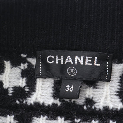 ココマーク ニット スカート 総柄 カシミヤ ブラック ホワイト シャネル ボトムス CHANEL
