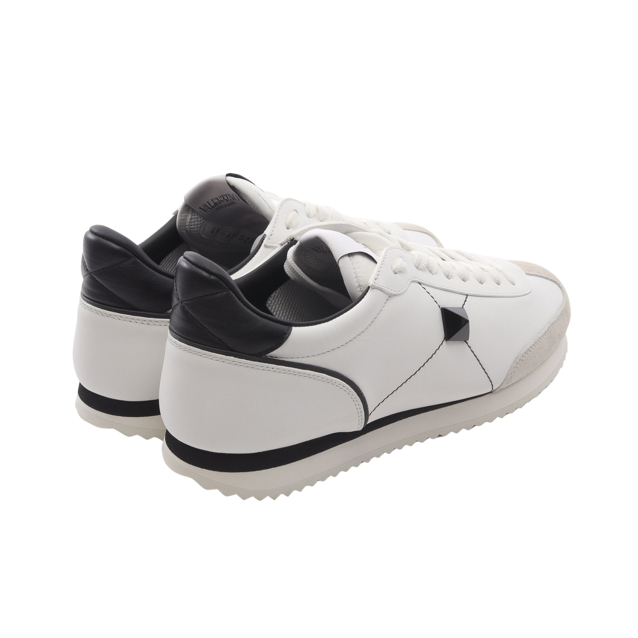 ロックスタッズ スニーカー レザー スエード ホワイト ブラック