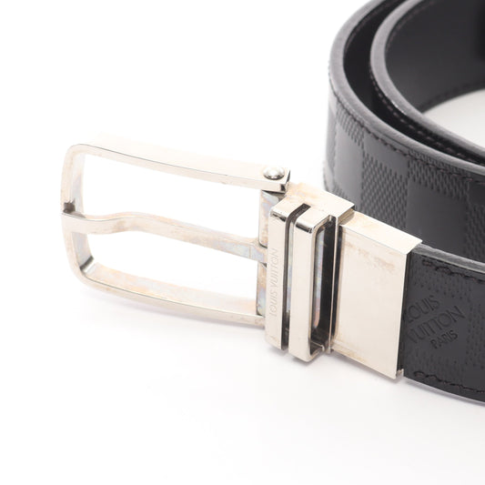 サンチュール ボストン ダミエアンフィニ オニキス ベルト レザー ブラック シルバー金具 リバーシブル ルイヴィトン 財布・小物 LOUIS VUITTON