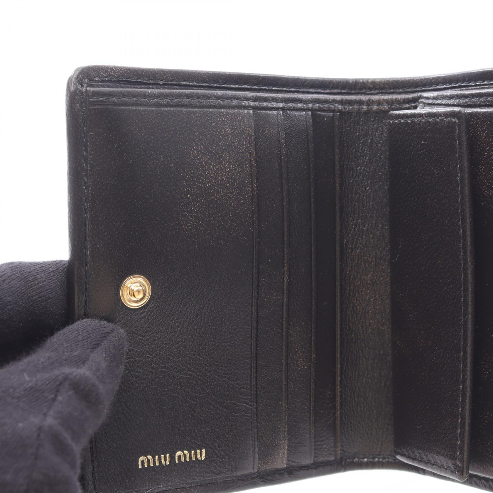 MATELASSE マテラッセ 二つ折り財布 レザー ブラック ミュウミュウ – RECLO