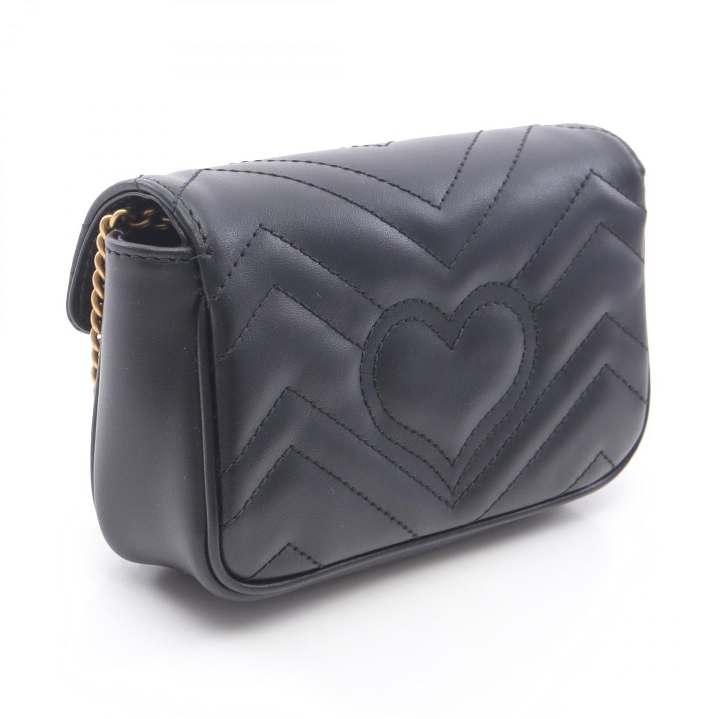 GGマーモント スーパーミニバッグ ショルダーバッグ レザー ブラック グッチ バッグ GUCCI