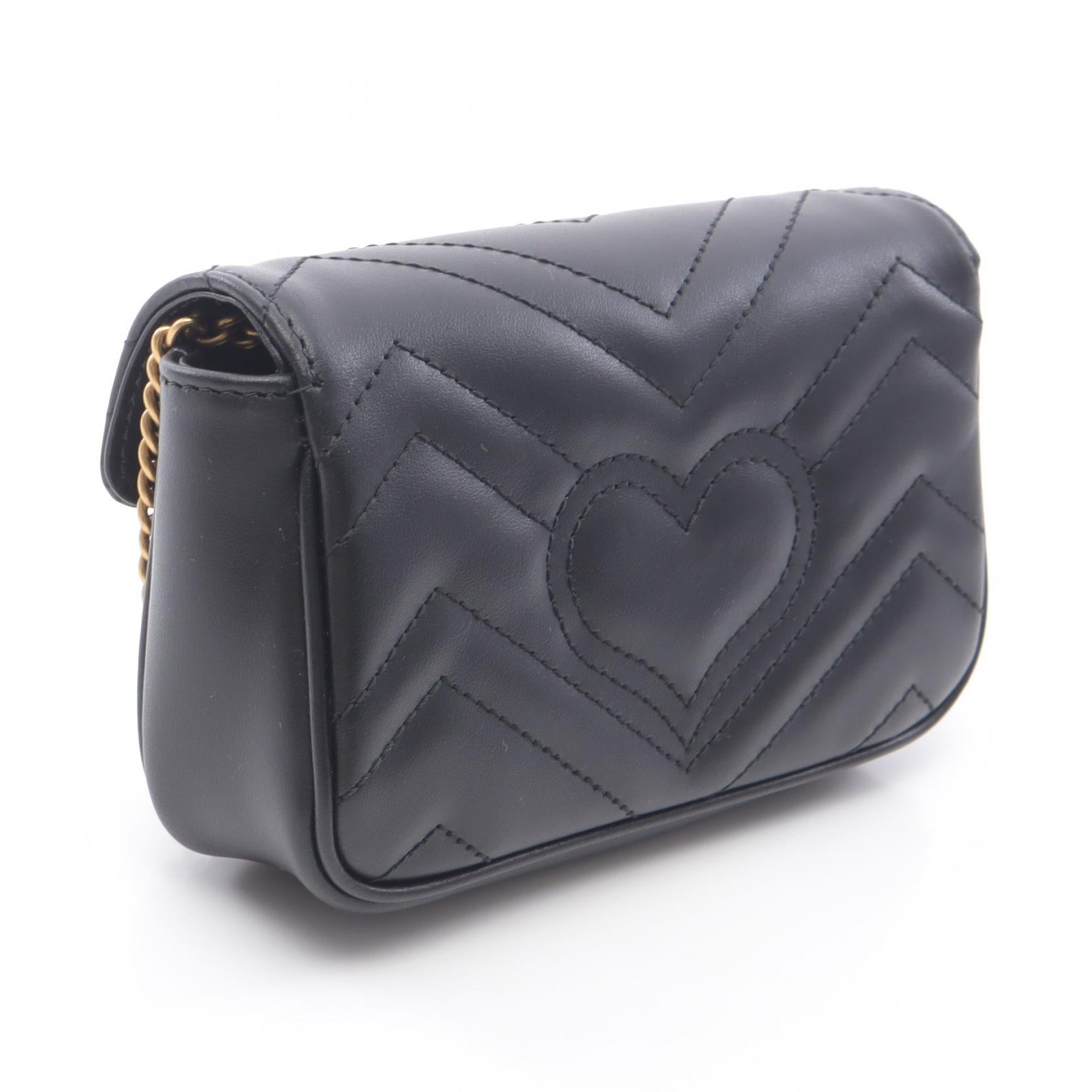 GGマーモント スーパーミニバッグ ショルダーバッグ レザー ブラック グッチ バッグ GUCCI