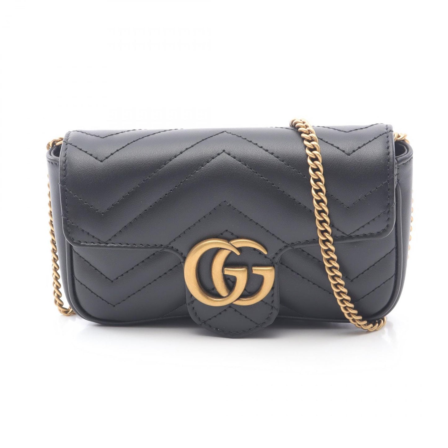 GGマーモント スーパーミニバッグ ショルダーバッグ レザー ブラック グッチ バッグ GUCCI