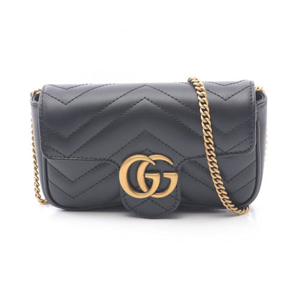 GGマーモント スーパーミニバッグ ショルダーバッグ レザー ブラック グッチ バッグ GUCCI