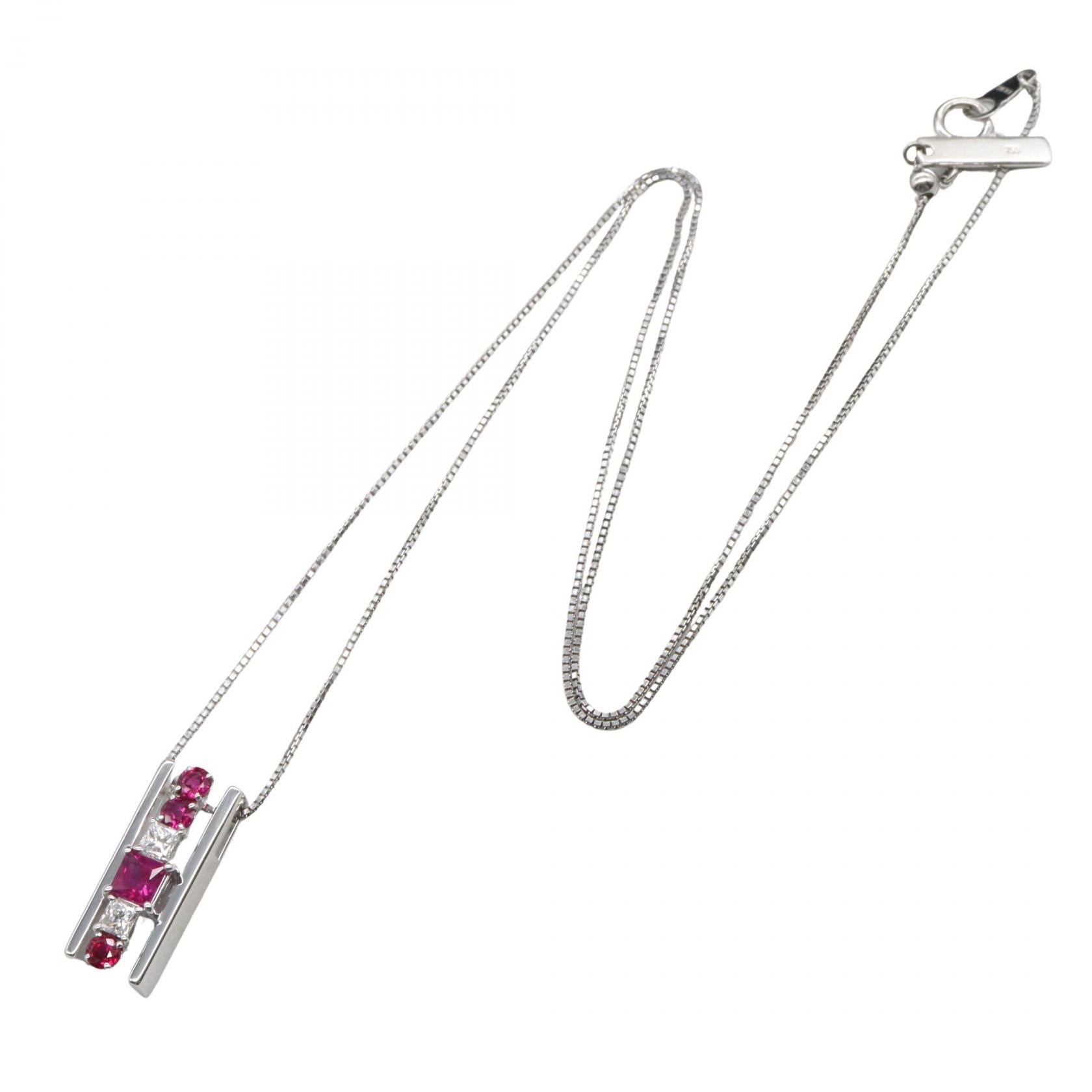 ルビー ダイヤ ネックレス ネックレス K18WG ルビー ダイヤモンド