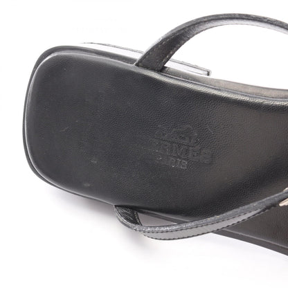 ケリー金具 トングサンダル レザー ブラック エルメス シューズ HERMES