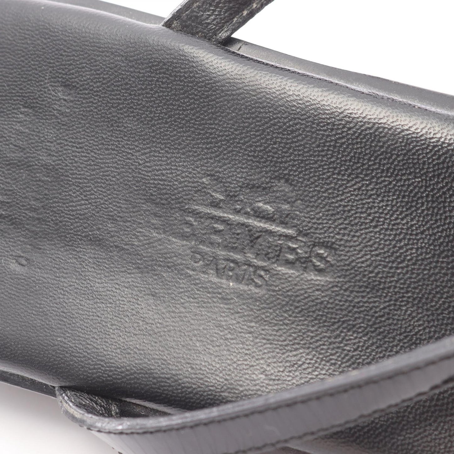 ケリー金具 トングサンダル レザー ブラック エルメス シューズ HERMES