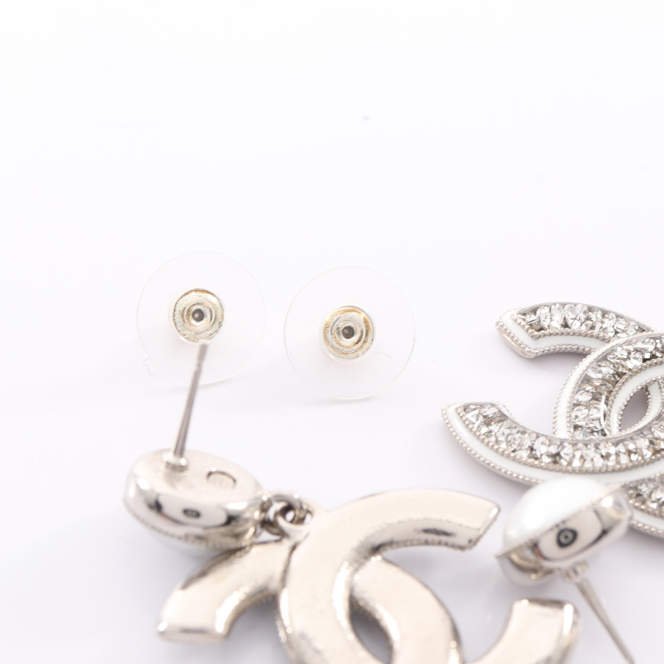 ココマーク ピアス GP フェイクパール ラインストーン シルバー