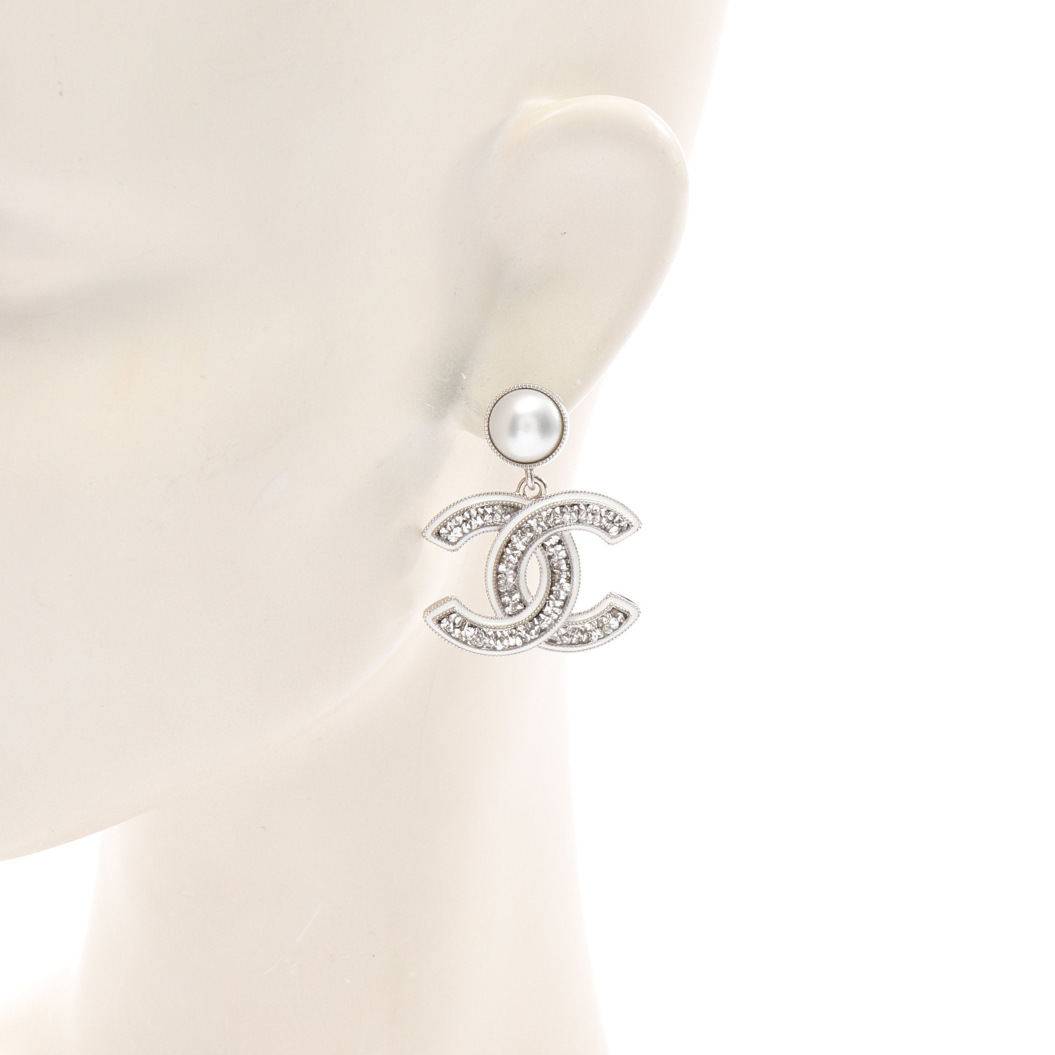 ココマーク ピアス GP フェイクパール ラインストーン シルバー