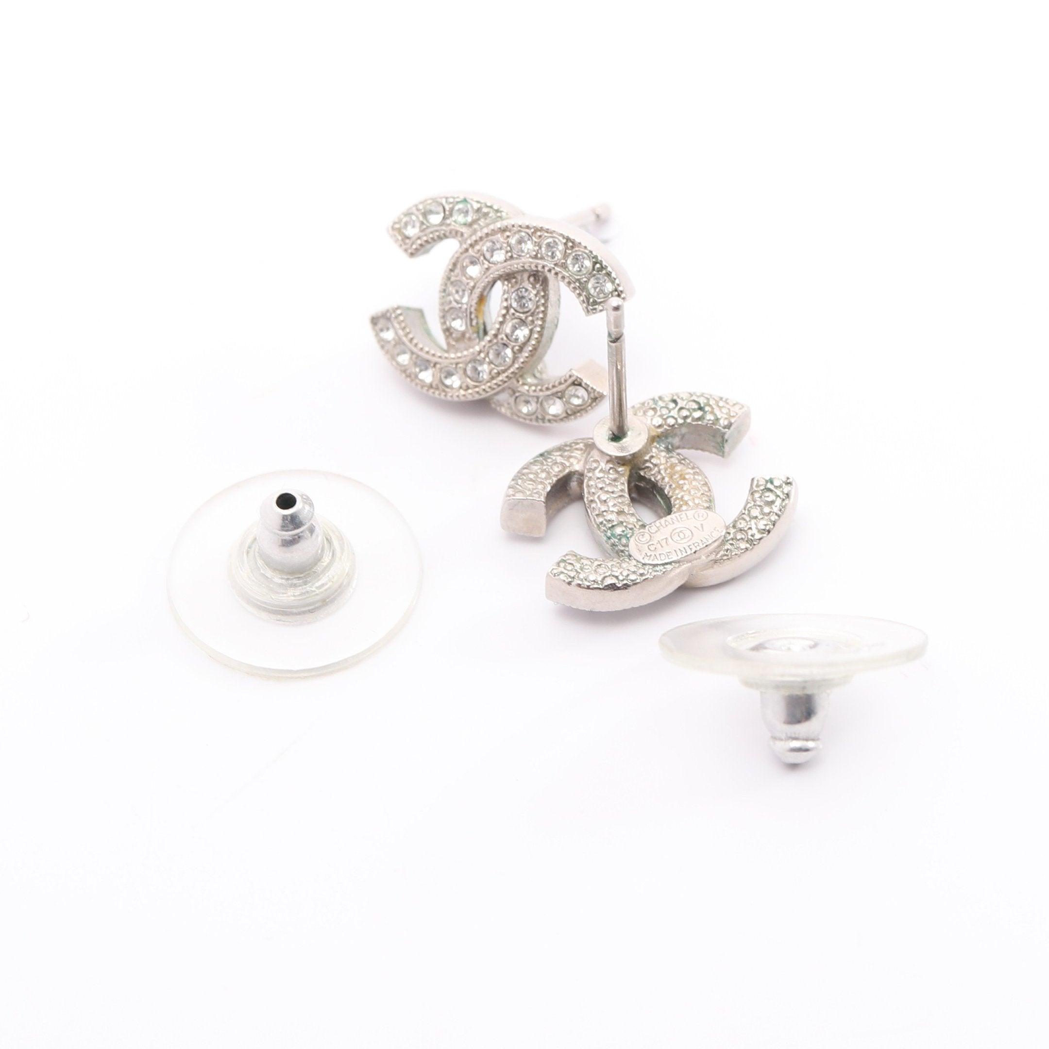 ココマーク ピアス GP ラインストーン シルバー クリア CI7V シャネル