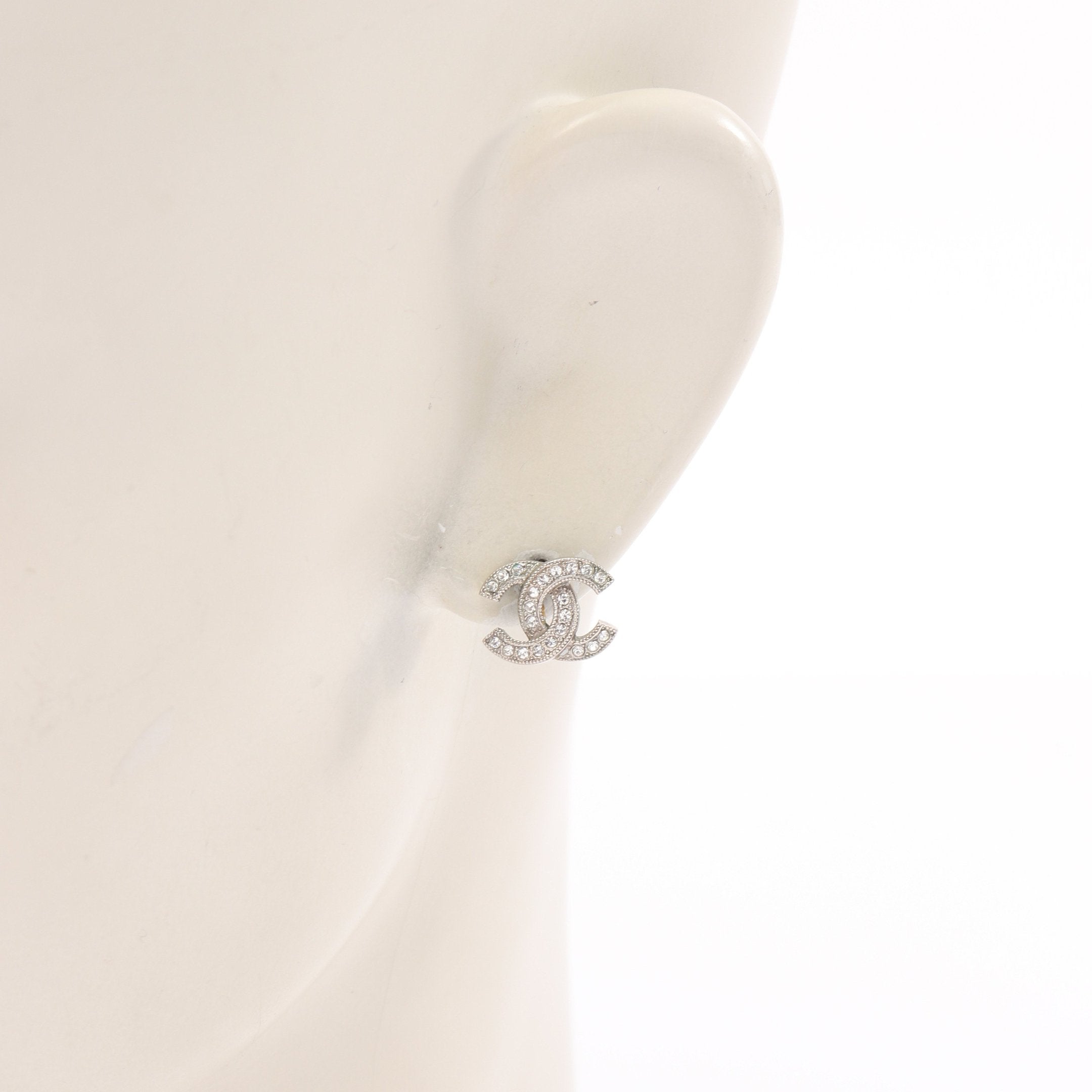 ココマーク ピアス GP ラインストーン シルバー クリア CI7V シャネル