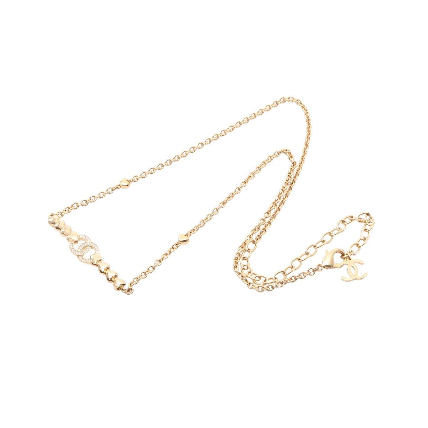 ココマーク ハート ネックレス GP ラインストーン ゴールド クリア B23P シャネル アクセサリー CHANEL