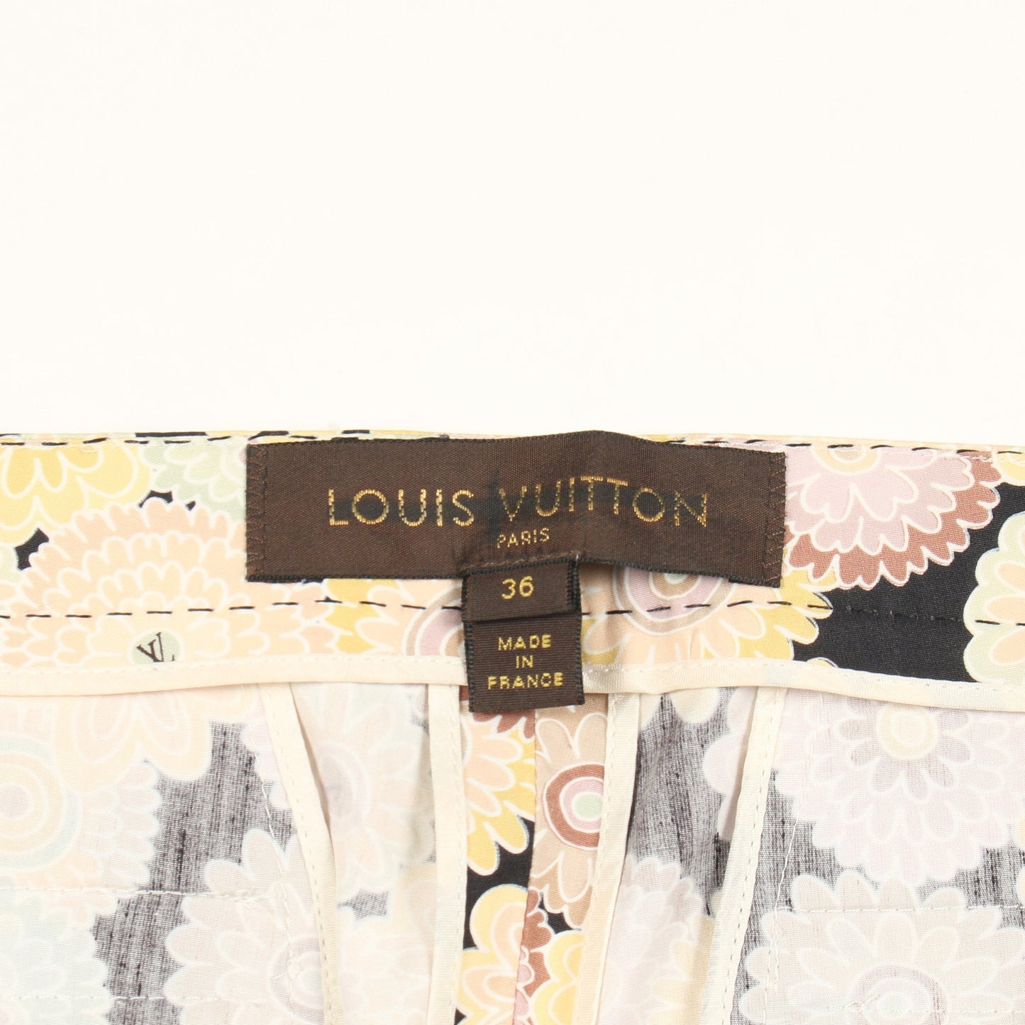 パンツ 花柄 ビジュー コットン ブラック マルチカラー ルイヴィトン ボトムス LOUIS VUITTON