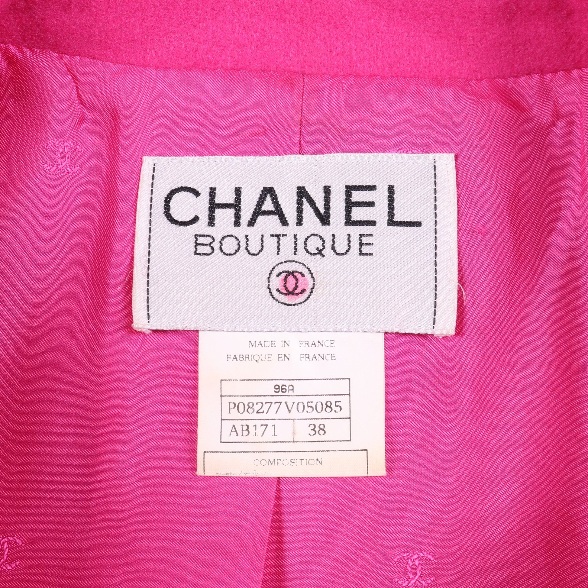 ココマーク グリポアボタン ジャケット ウール ピンクパープル 96A シャネル アウター CHANEL