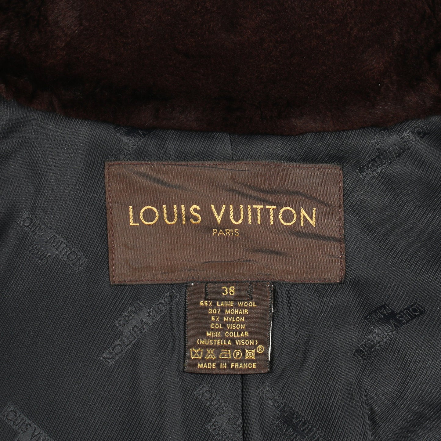 セットアップ ウール モヘヤ ブラック ブラウン ファー ルイヴィトン スーツ LOUIS VUITTON