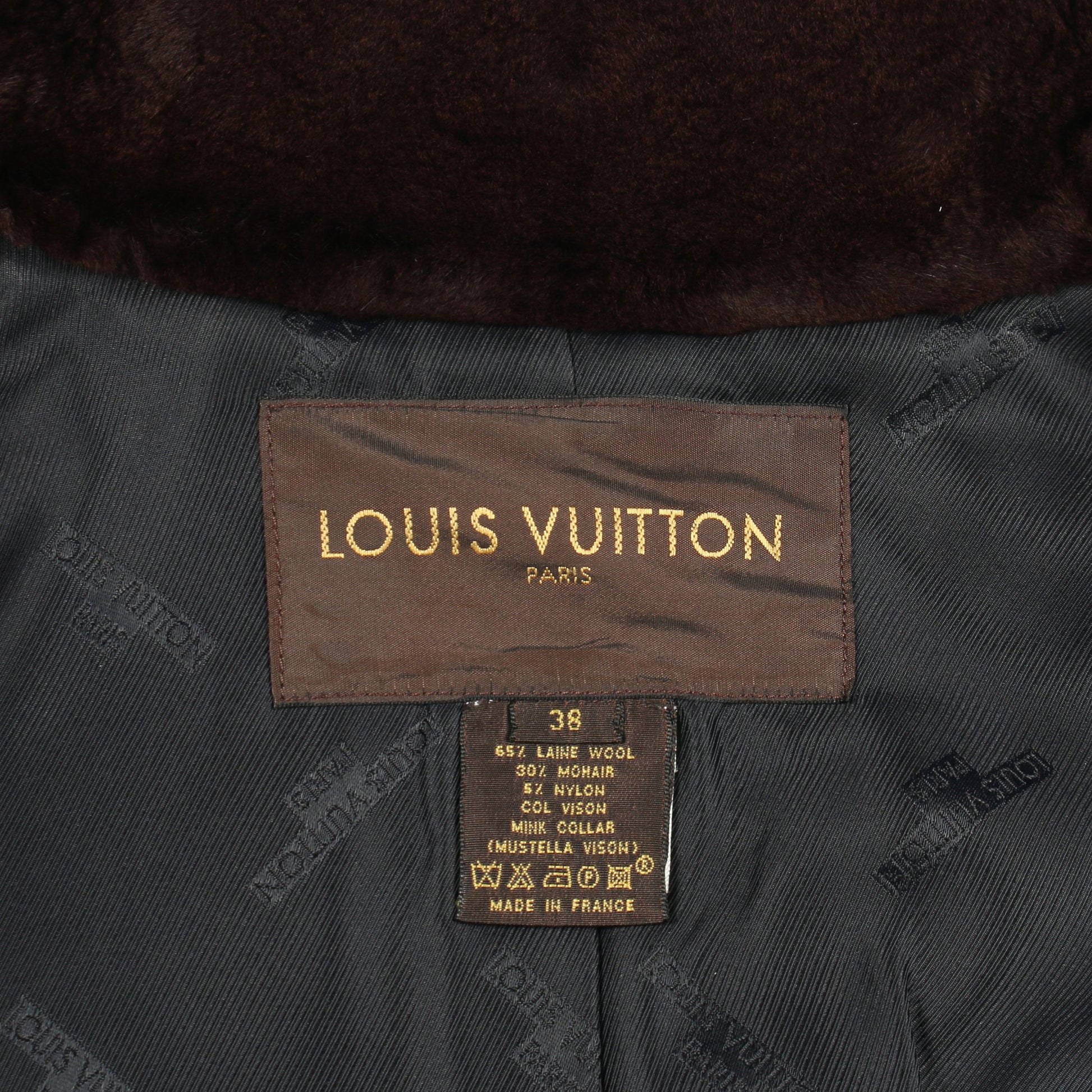 セットアップ ウール モヘヤ ブラック ブラウン ファー ルイヴィトン スーツ LOUIS VUITTON