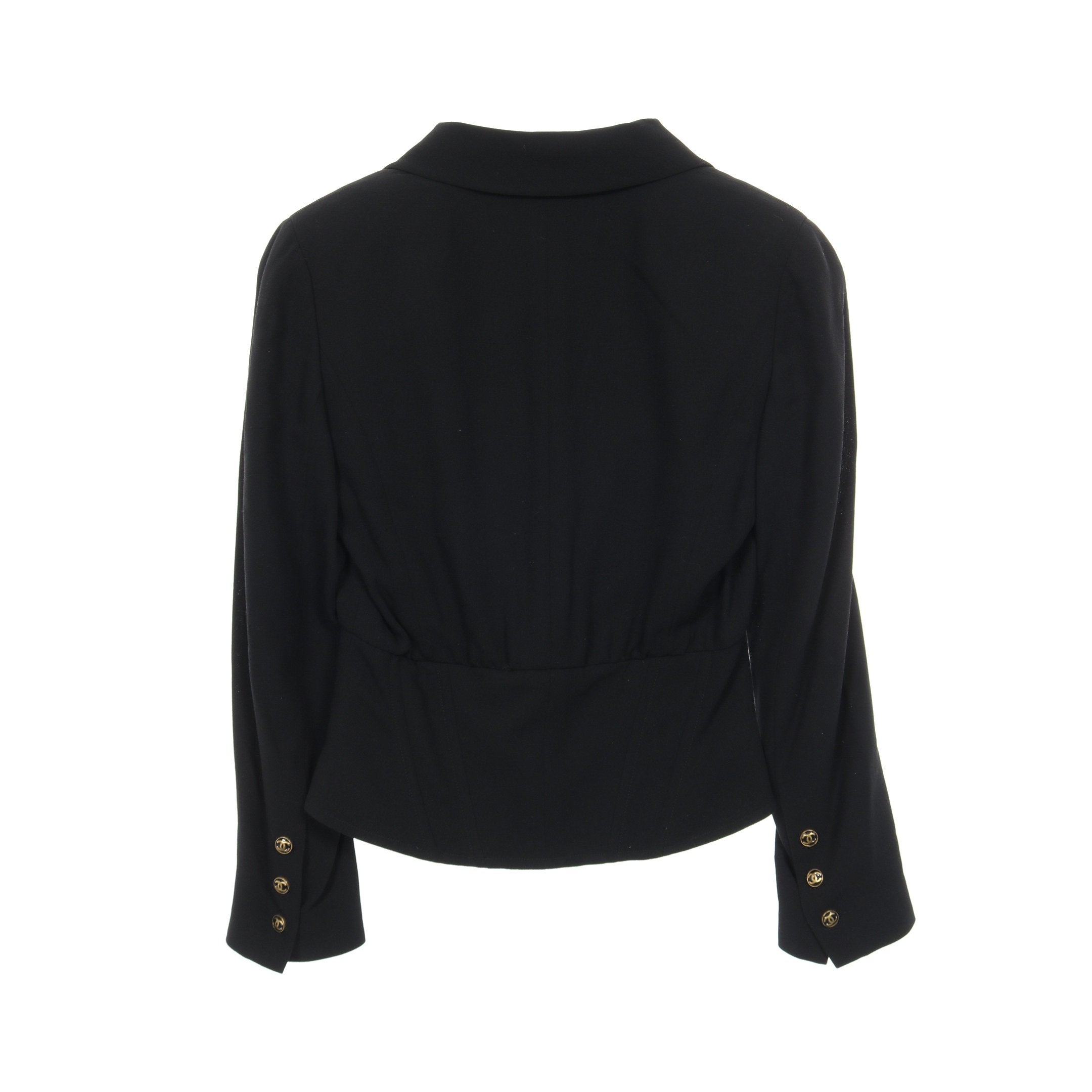 ココマークボタン ジャケット ウール ナイロン ブラック シャネル – RECLO