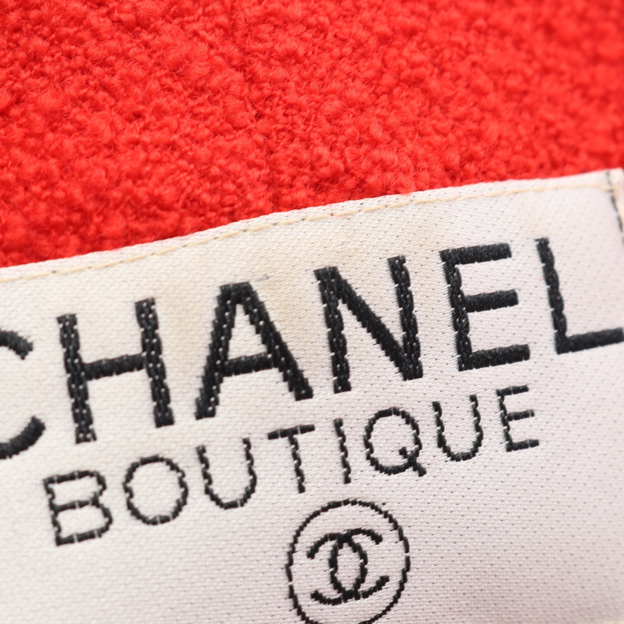 ココマークボタン ツイード テーラードジャケット ウール レッド