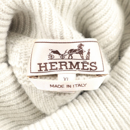 ニット ハイネック 総柄 ウール カシミヤ ライトグレー マルチカラー エルメス トップス HERMES