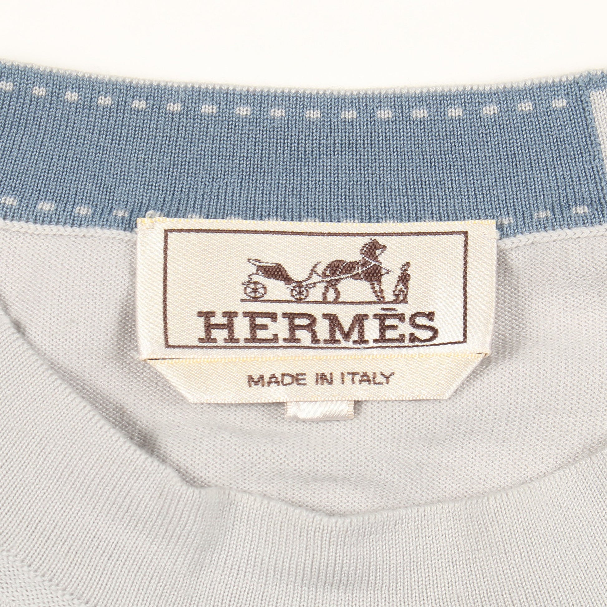 ニット クルーネック 長袖 ウール ライトグレー エルメス トップス HERMES