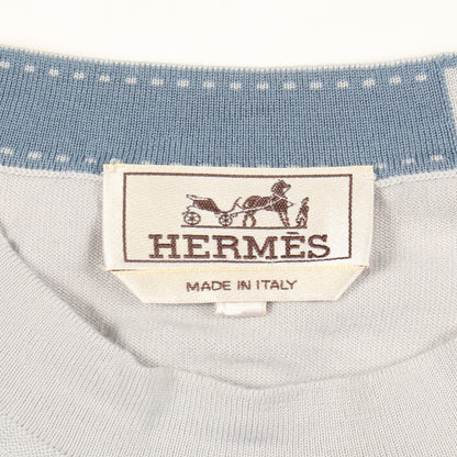 ニット クルーネック 長袖 ウール ライトグレー エルメス トップス HERMES