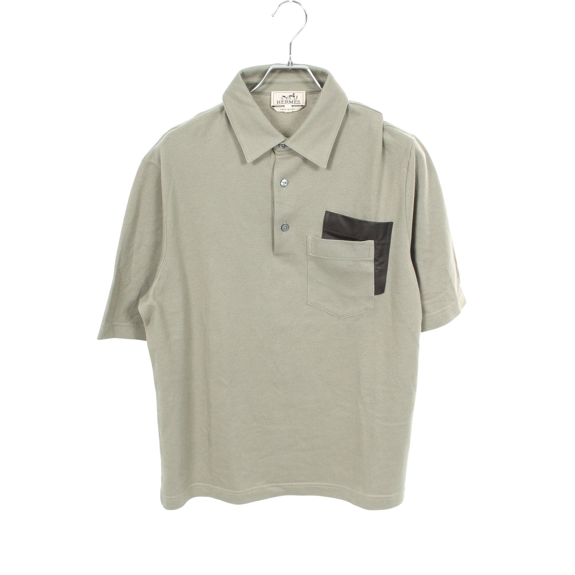ポロシャツ 半袖 コットン カシミヤ カーキグリーン エルメス トップス HERMES