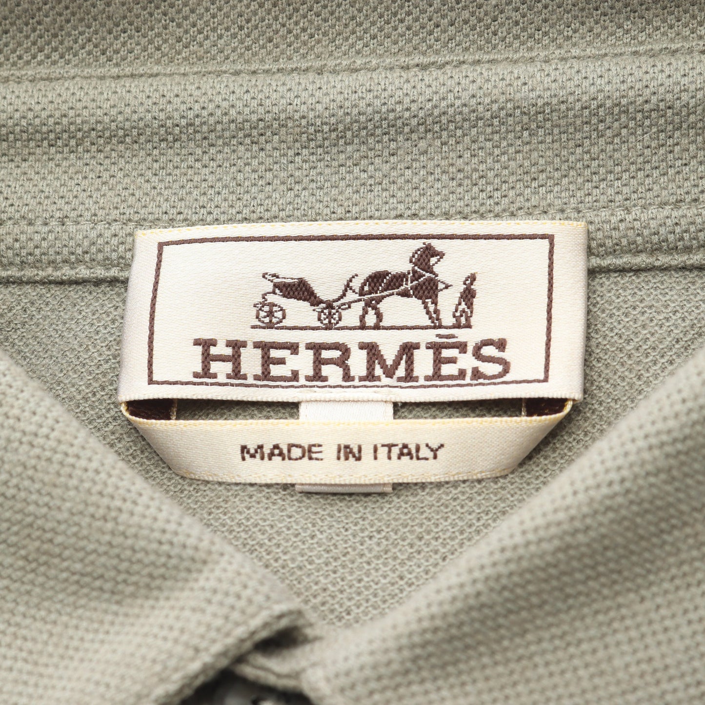 ポロシャツ 半袖 コットン カシミヤ カーキグリーン エルメス トップス HERMES