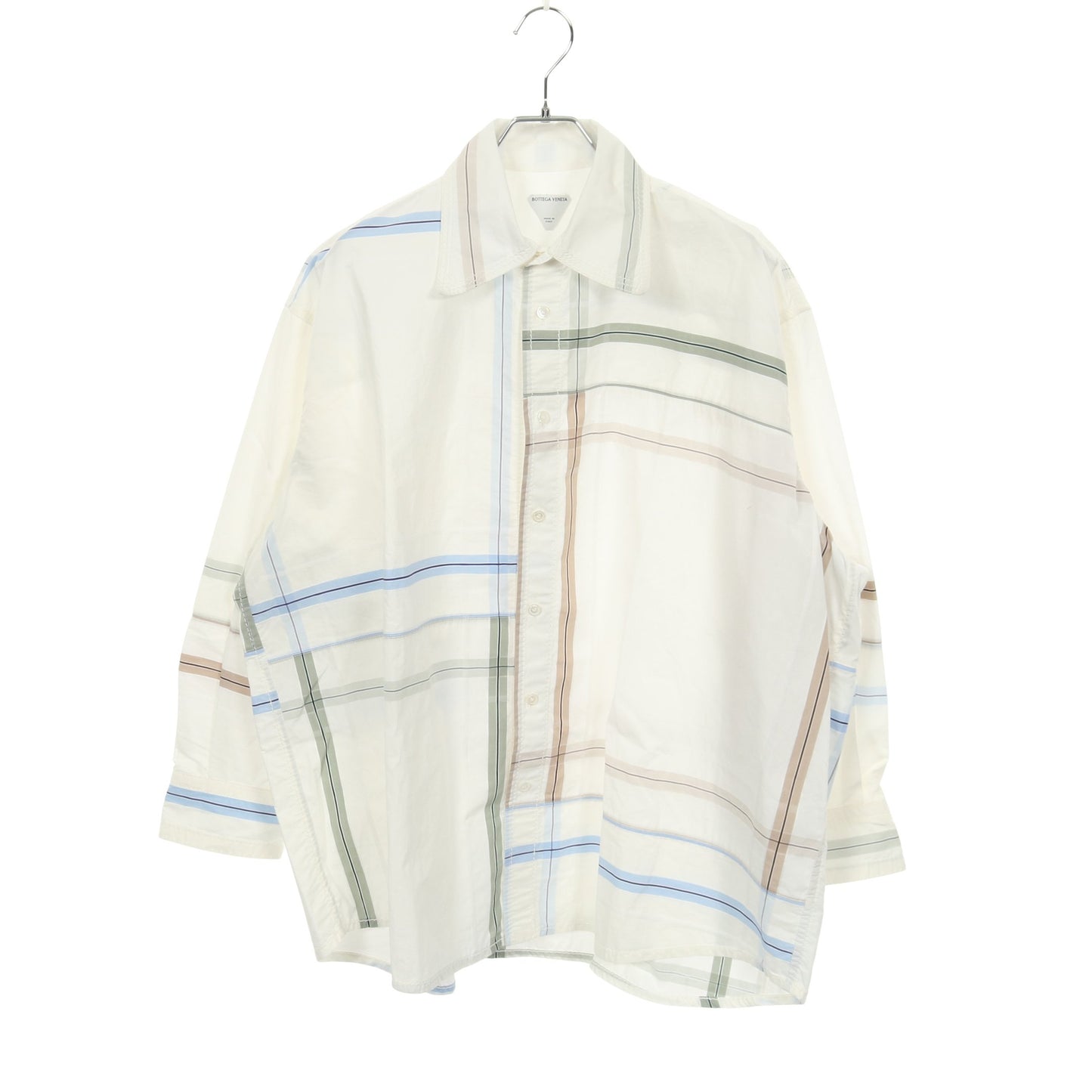 シャツ 長袖 チェック コットン オフホワイト マルチカラー ボッテガヴェネタ トップス BOTTEGA VENETA