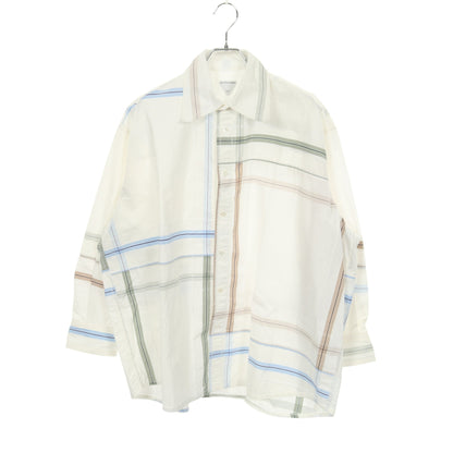 シャツ 長袖 チェック コットン オフホワイト マルチカラー ボッテガヴェネタ トップス BOTTEGA VENETA