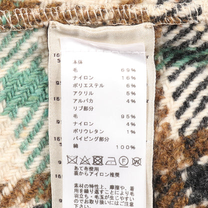 ニット ハーフジップ チェック ウール アイボリー ブラック マルチカラー エルメス トップス HERMES