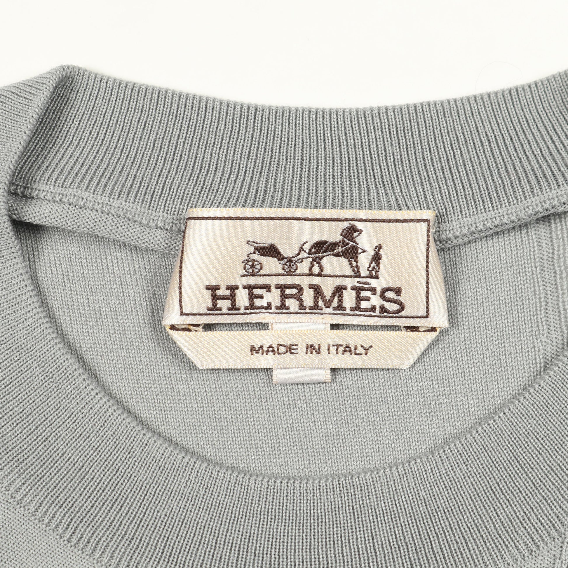 ジュ ドゥ ポワン アルネ ニット クルーネック ウール グレー エルメス トップス HERMES
