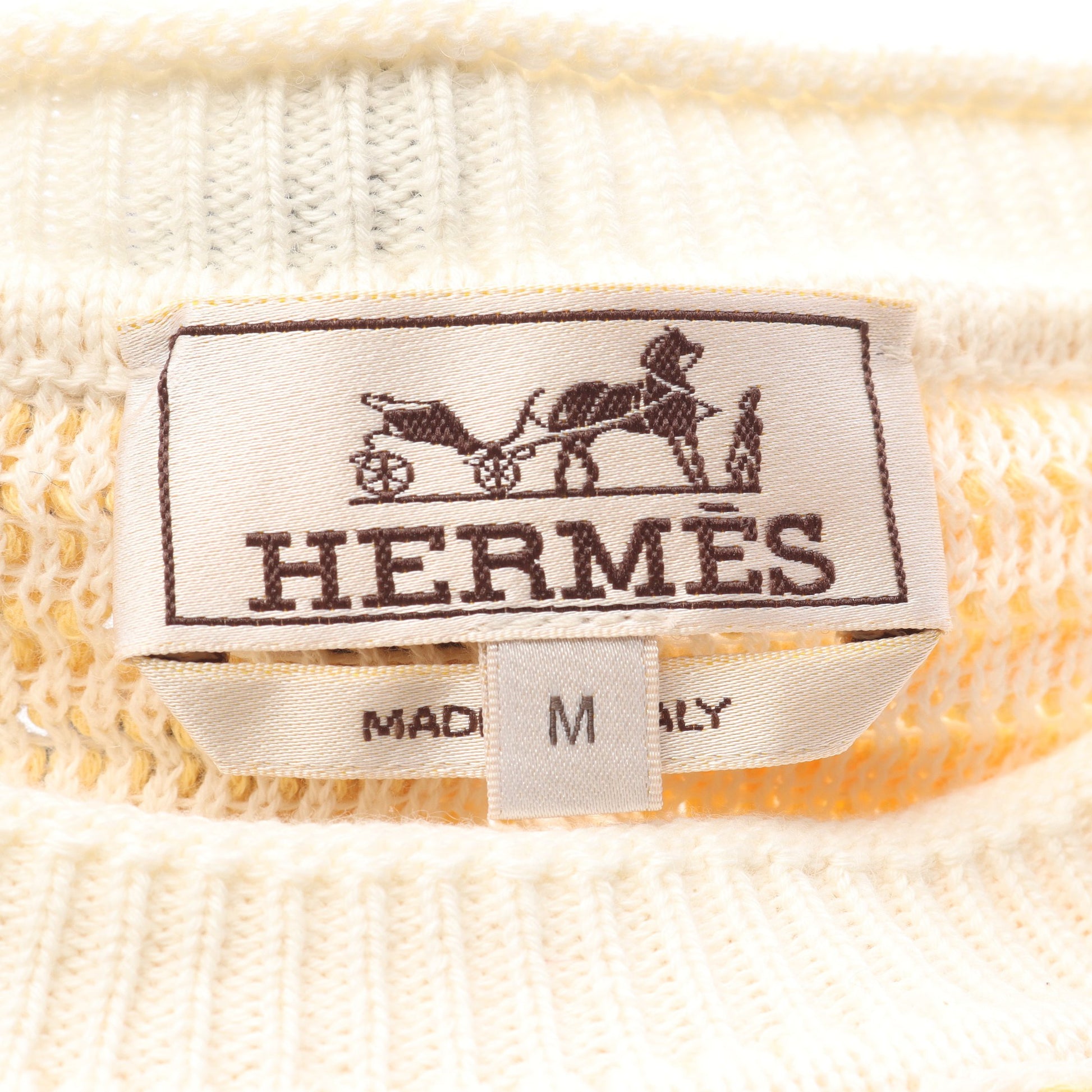 ニット コットン カシミヤ イエロー ホワイト エルメス トップス HERMES