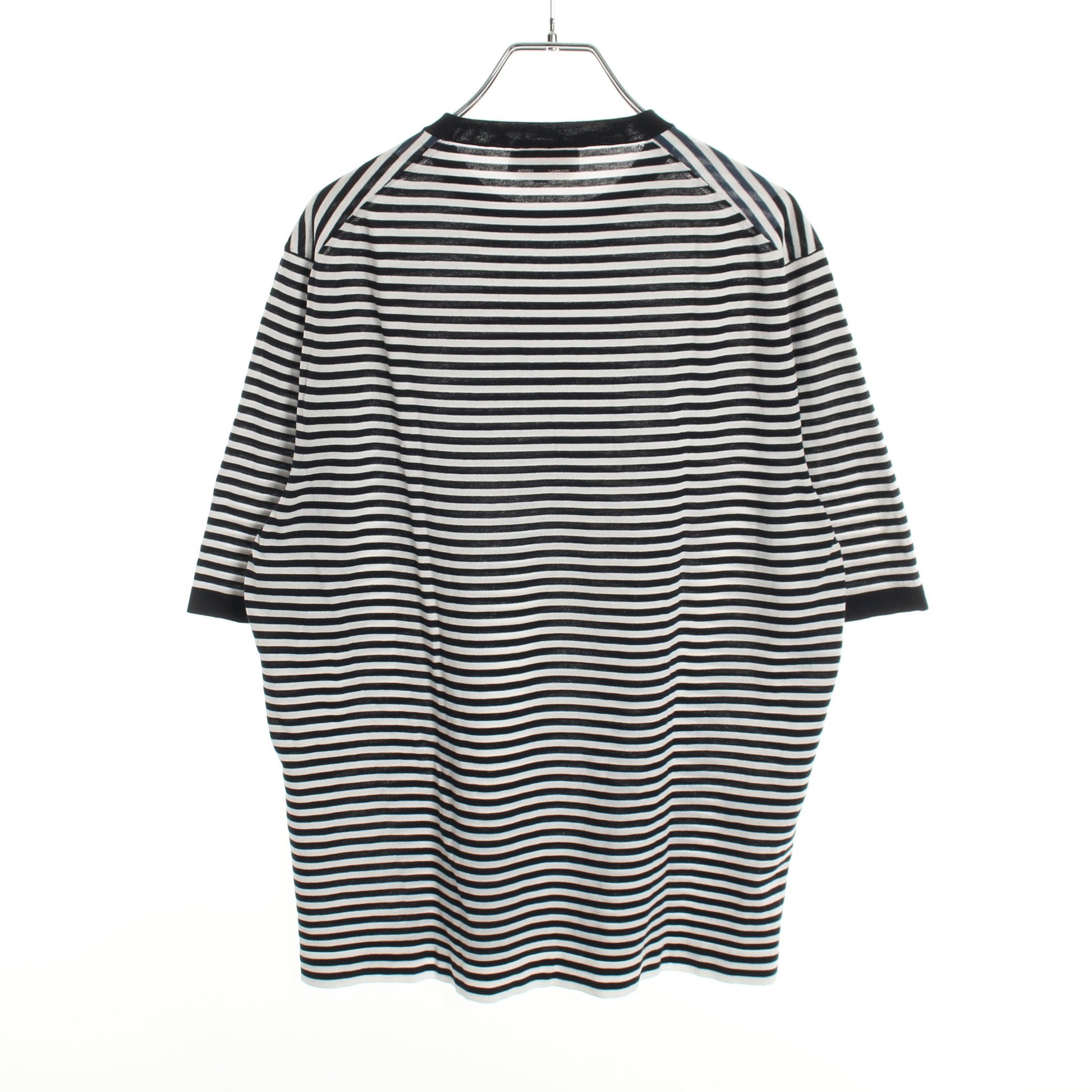 半袖Tシャツ クルーネック ボーダー コットン ネイビー エルメス トップス HERMES