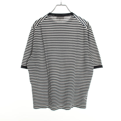 半袖Tシャツ クルーネック ボーダー コットン ネイビー エルメス トップス HERMES