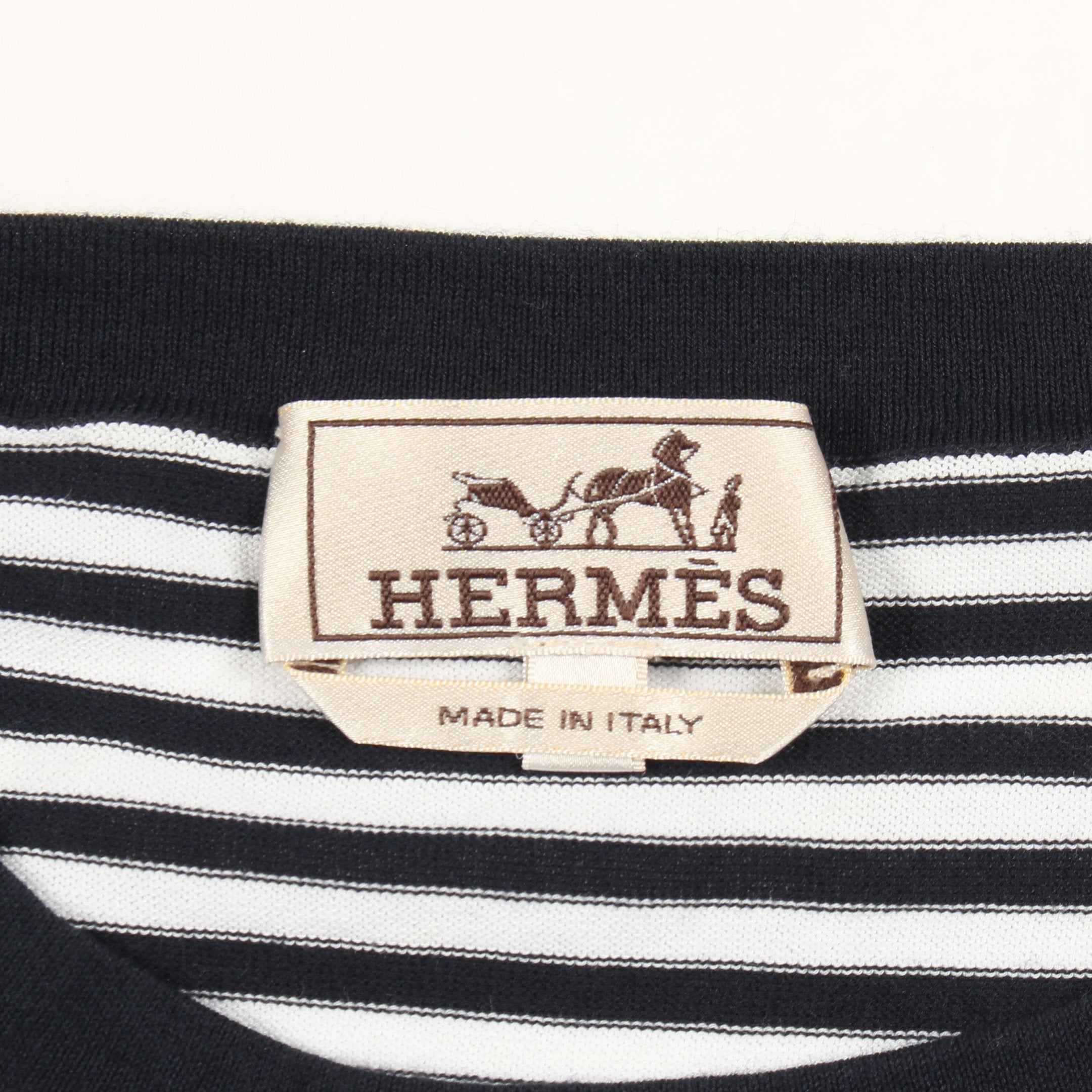 半袖Tシャツ クルーネック ボーダー コットン ネイビー エルメス – RECLO