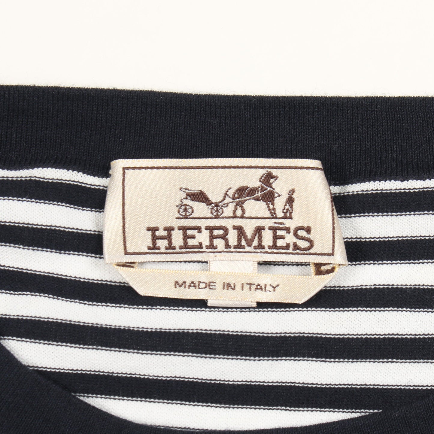 半袖Tシャツ クルーネック ボーダー コットン ネイビー エルメス トップス HERMES