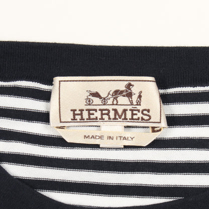 半袖Tシャツ クルーネック ボーダー コットン ネイビー エルメス トップス HERMES
