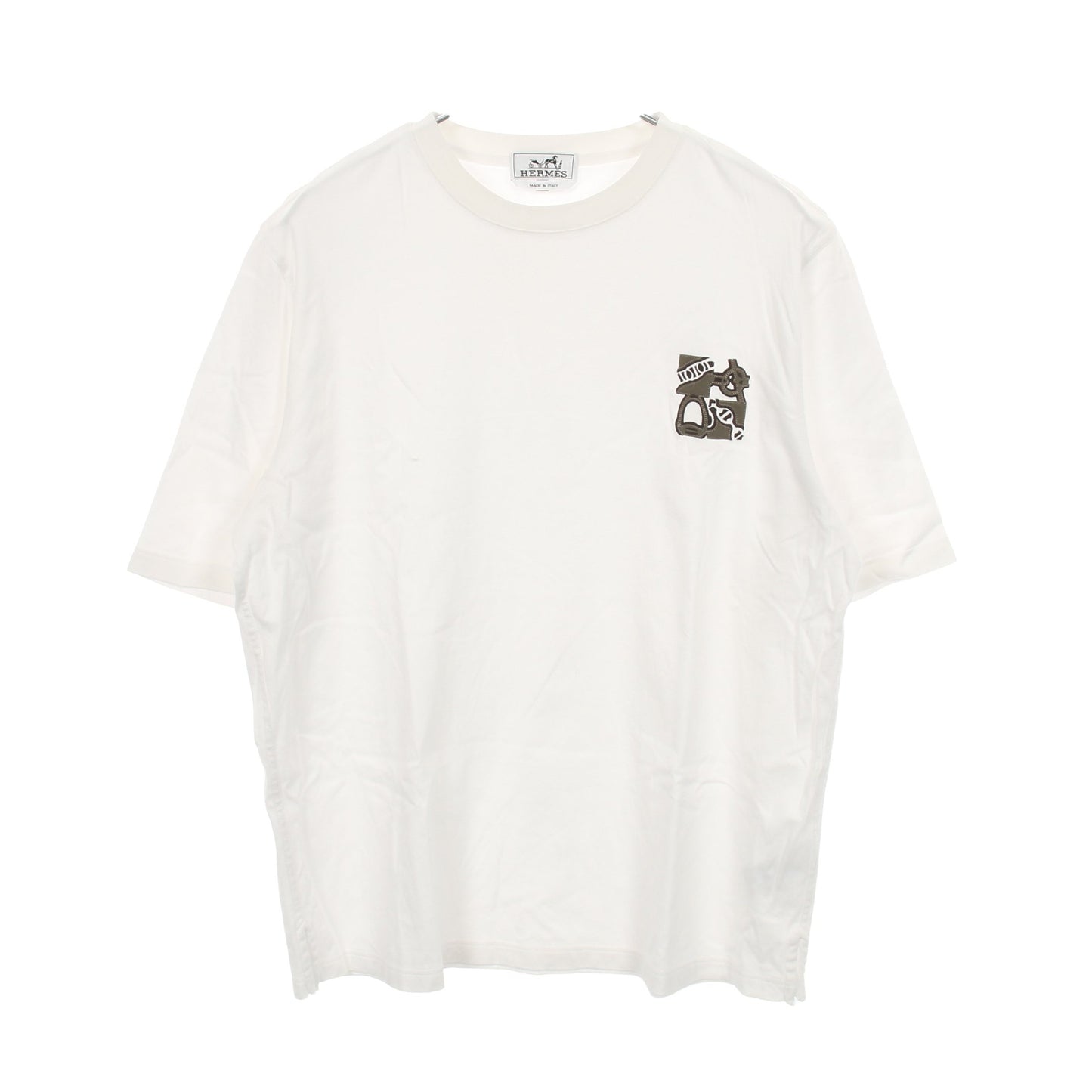 ミニパッチ メタルリー オ カレ 半袖Tシャツ コットン ホワイト エルメス トップス HERMES