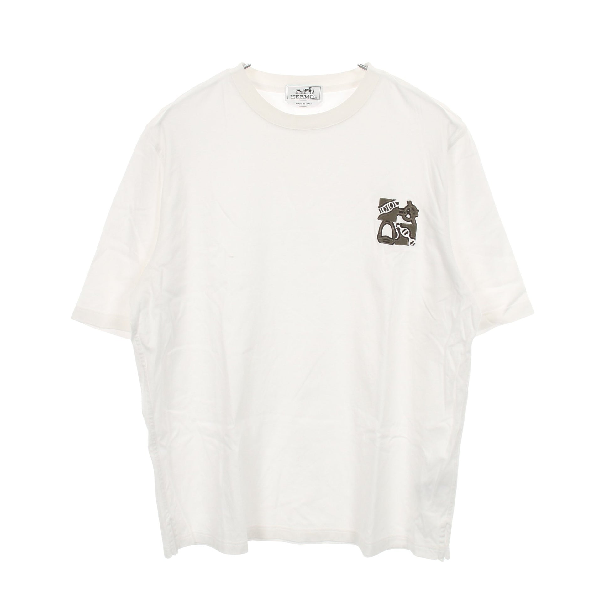 ミニパッチ メタルリー オ カレ 半袖Tシャツ コットン ホワイト エルメス トップス HERMES
