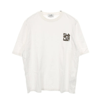 ミニパッチ メタルリー オ カレ 半袖Tシャツ コットン ホワイト エルメス トップス HERMES