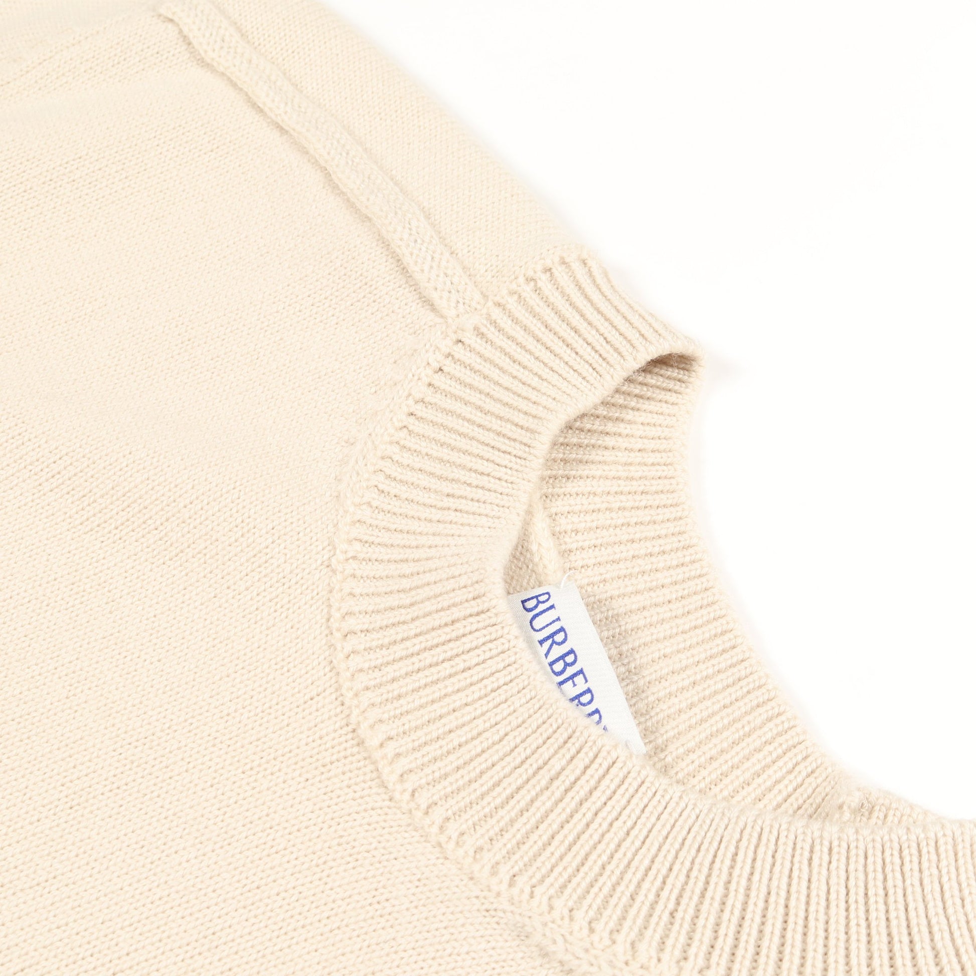 ニット クルーネック ロゴパッチ ウール アイボリー バーバリー トップス BURBERRY