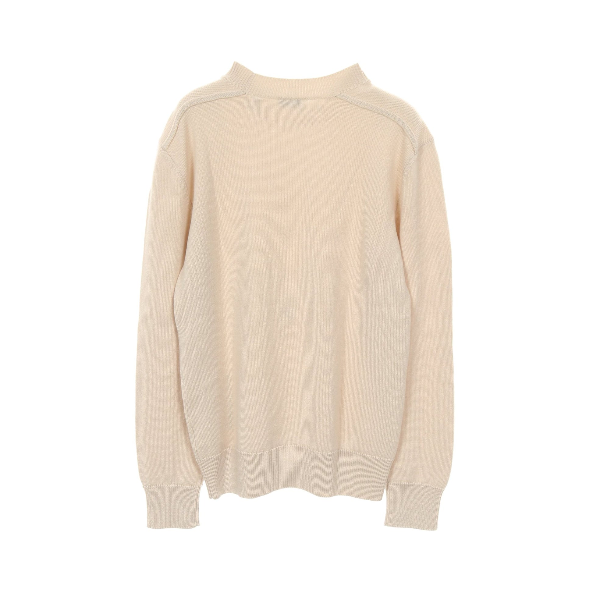 ニット クルーネック ロゴパッチ ウール アイボリー バーバリー トップス BURBERRY