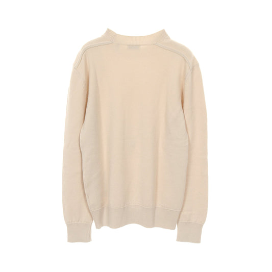 ニット クルーネック ロゴパッチ ウール アイボリー バーバリー トップス BURBERRY