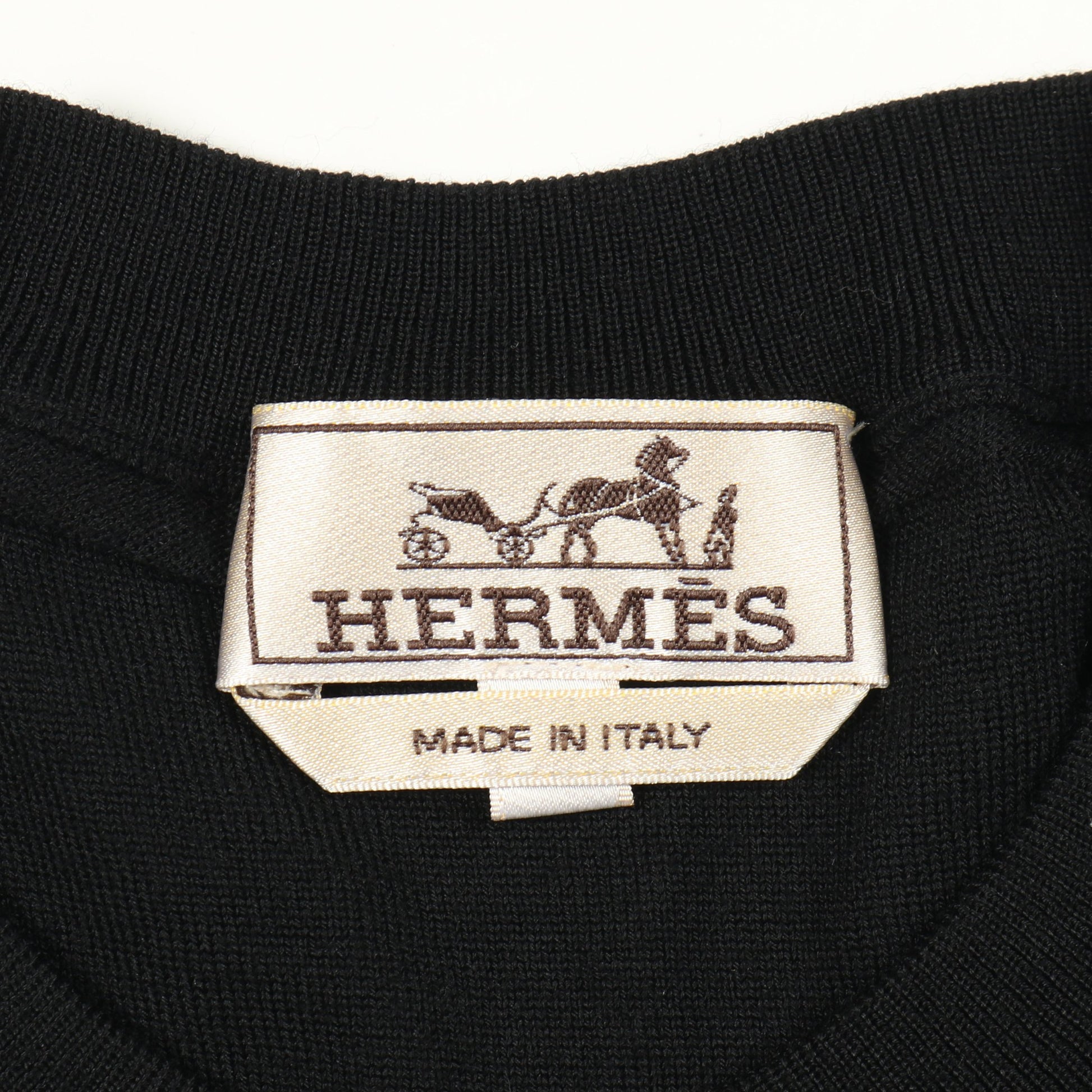 ジュ ドゥ ポワン アルネ ニット クルーネック ウール ブラック エルメス トップス HERMES
