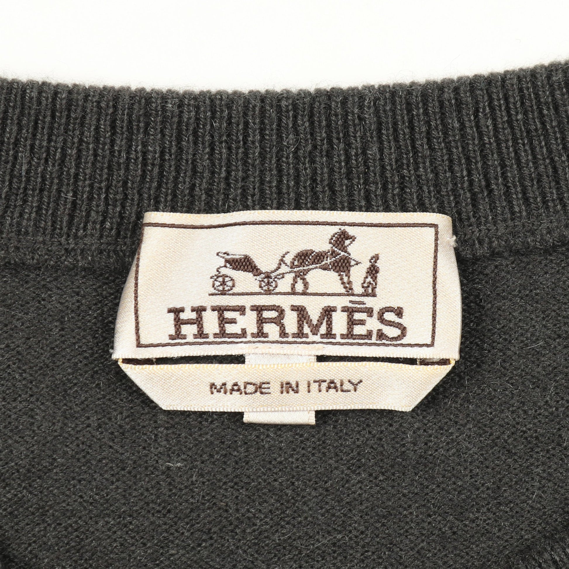 ニット クルーネック 長袖 花柄 カシミヤ ダークグレー ブラック ホワイト エルメス トップス HERMES
