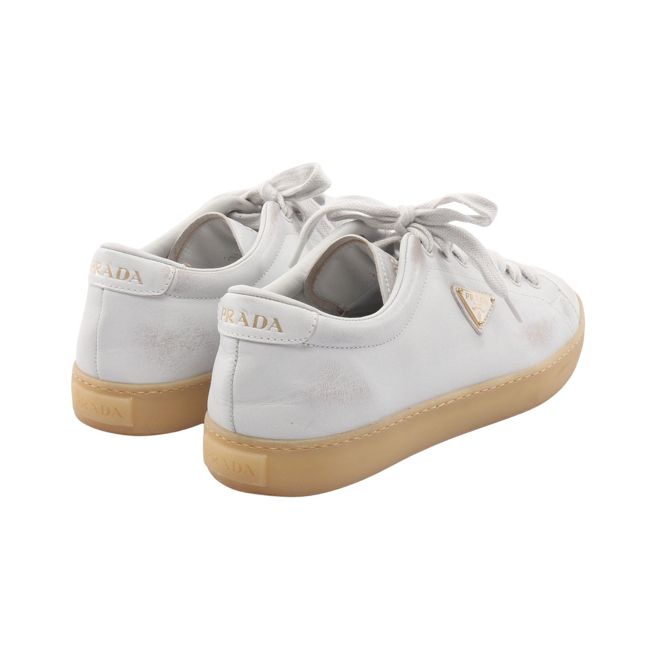 トライアングルロゴ ユーズド加工 ローカットスニーカー レザー