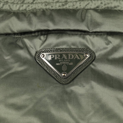 ダウンジャケット ナイロン カーキグリーン オレンジ 三角プレート プラダ アウター PRADA
