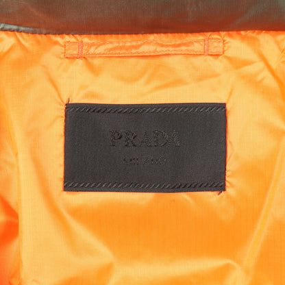 ダウンジャケット ナイロン カーキグリーン オレンジ 三角プレート プラダ アウター PRADA